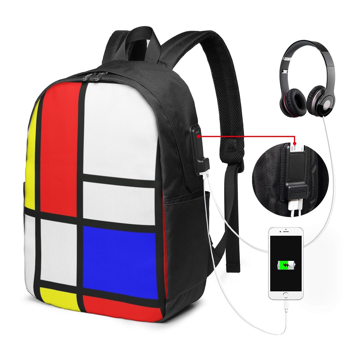 Women Bags For Travel - Piet Mondrian Composition Sac à dos