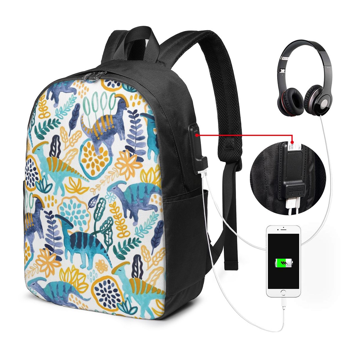 Women Bags For Travel - Sac à dos Gouache Parasaurolophuses, sac