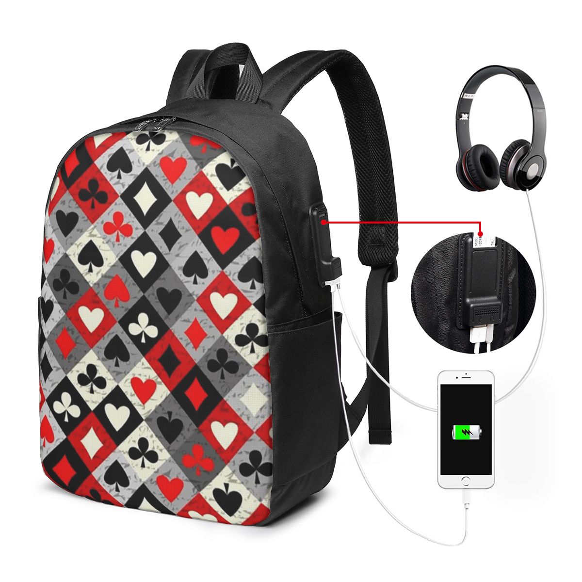 Sac à dos imprimé cartes à jou - Women Bags For Travel avis et prix