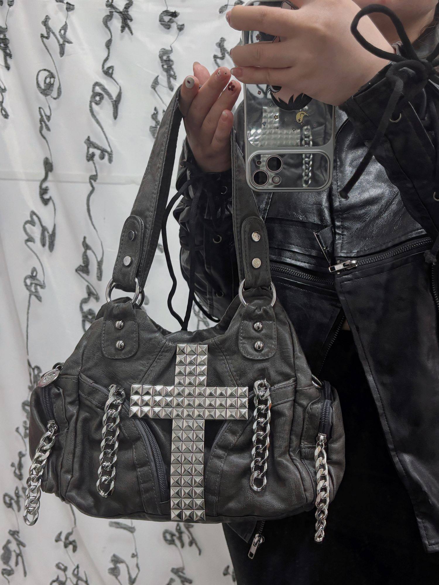 Sac à bandoulière gothique gri - Women Bags Grey avis et prix