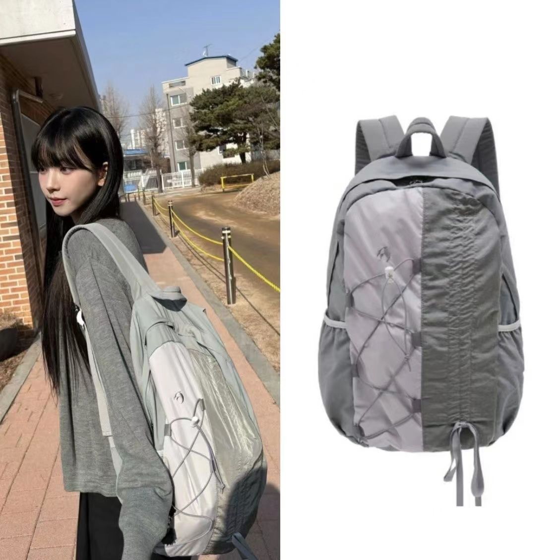 Sac à dos en Nylon Patchwork d - Women Bags Grey avis et prix