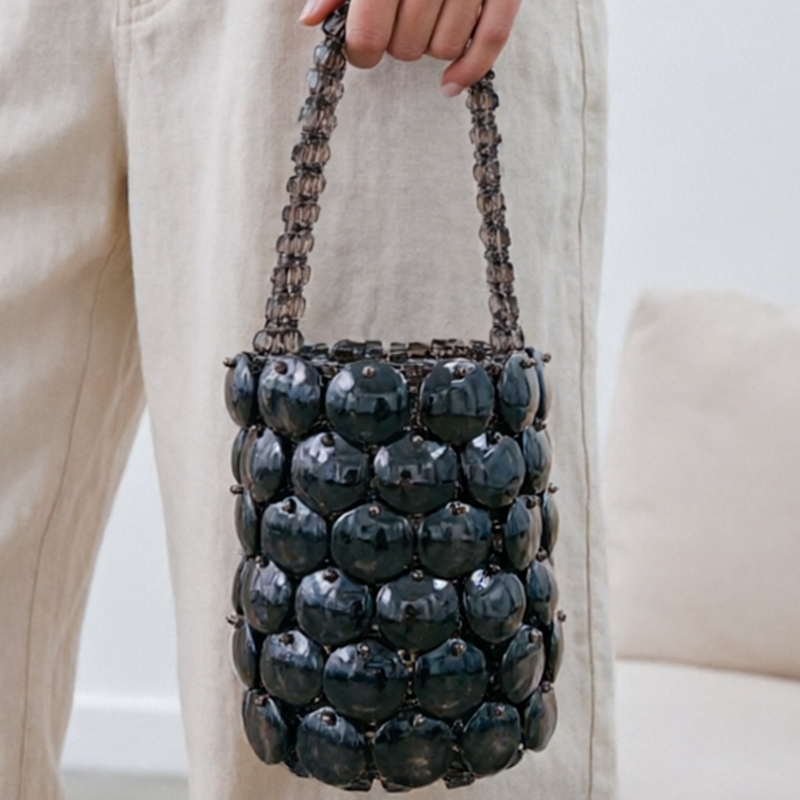 Sac seau en acrylique gris-noi - Women Bags Grey avis et prix