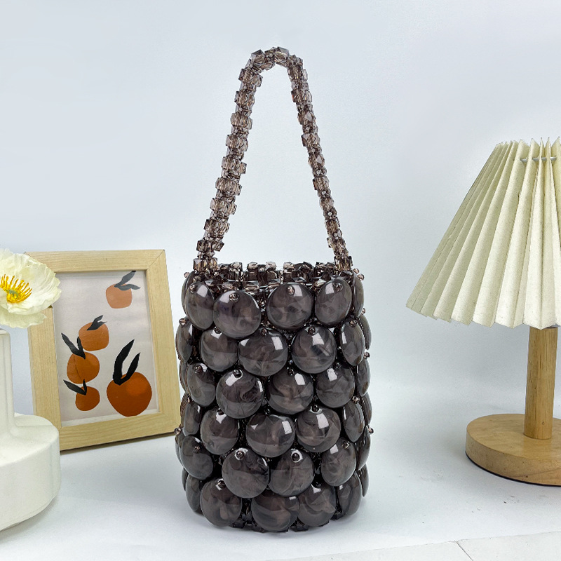 Sac seau en acrylique gris-noi - Women Bags Grey avis et prix