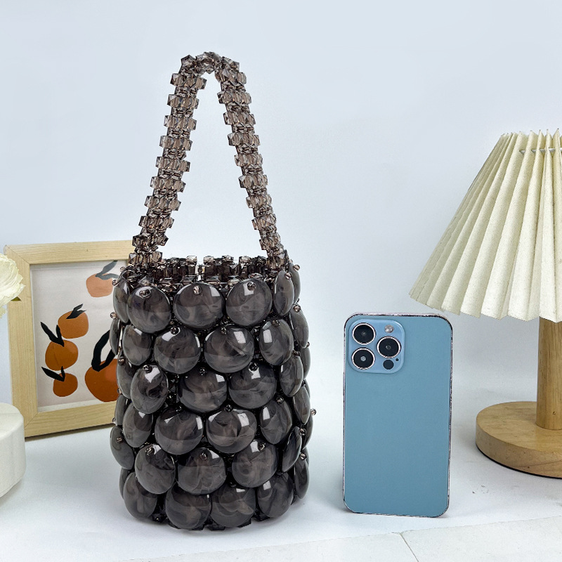 Sac seau en acrylique gris-noi - Women Bags Grey avis et prix